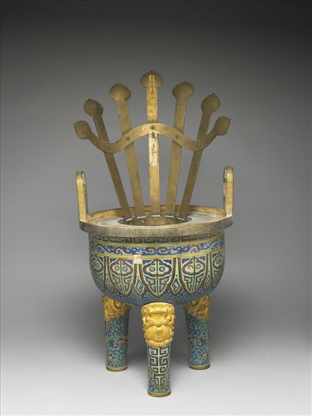 掐絲琺瑯鼎式爐（五供）