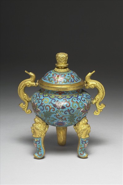 掐絲琺瑯鼎式爐（五供）