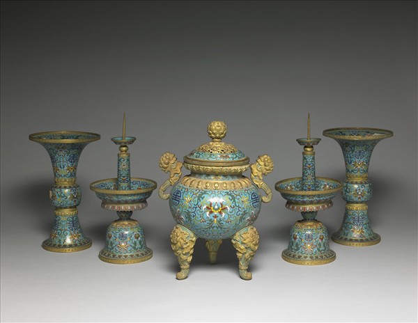 琺瑯香爐（五供）