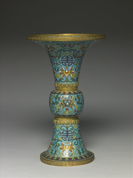 琺瑯觚形瓶（五供）