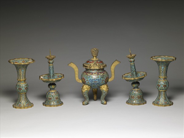 掐絲琺瑯香爐（五供）