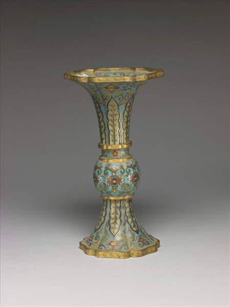 掐絲琺瑯觚形瓶（五供）