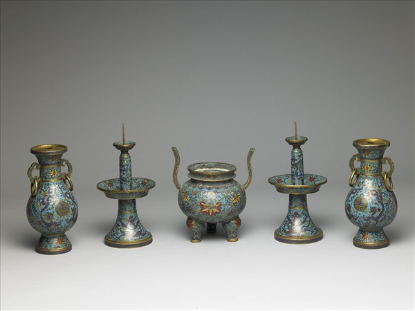 掐絲琺瑯香爐（五供）