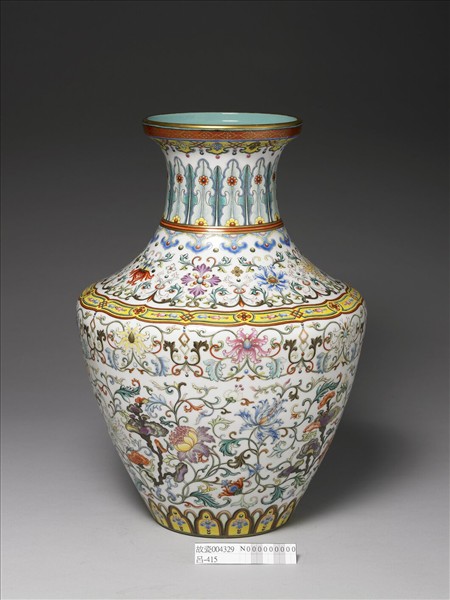 洋彩瑞芝洋花蟬紋罇