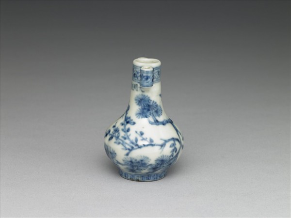 青花歲寒三友圖貫耳瓶