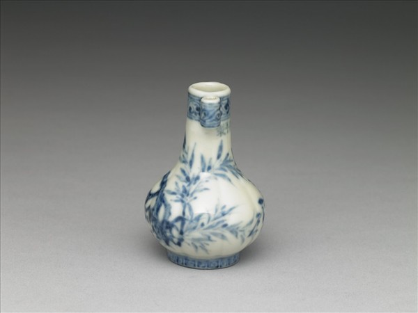 青花歲寒三友圖貫耳瓶