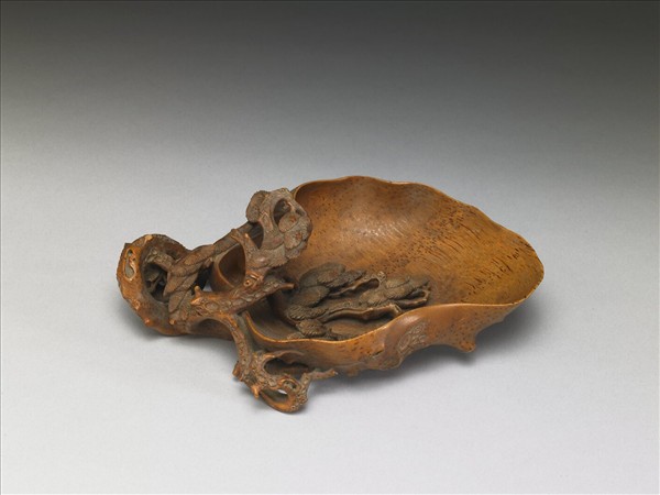 竹根雕古松水盛