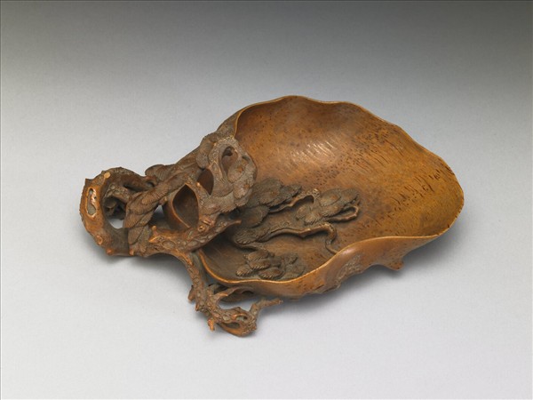 竹根雕古松水盛