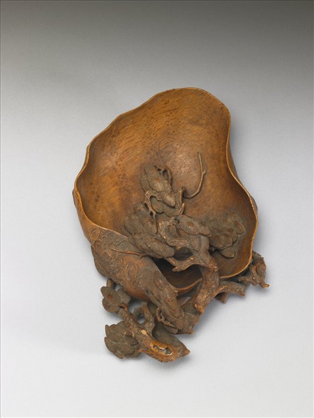 竹根雕古松水盛