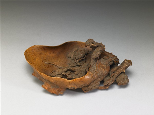 竹根雕古松水盛