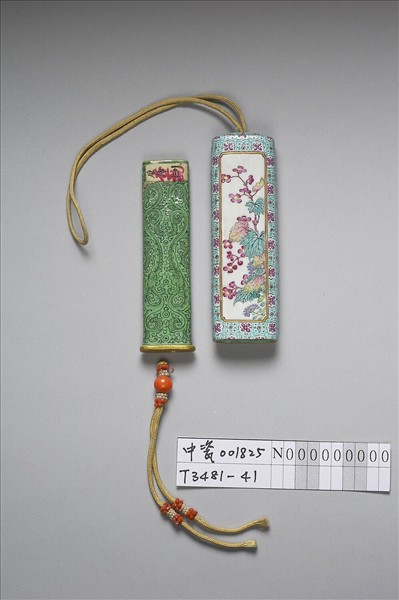 琺瑯彩詩意花卉紋牙籤筒