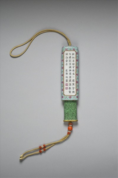 琺瑯彩詩意花卉紋牙籤筒