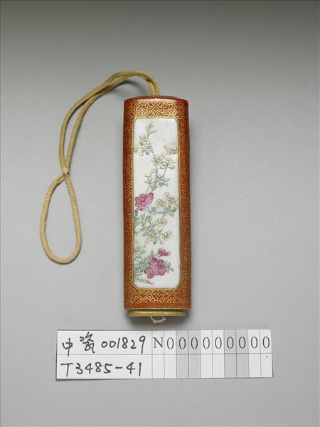 琺瑯彩詩意花卉紋牙籤筒
