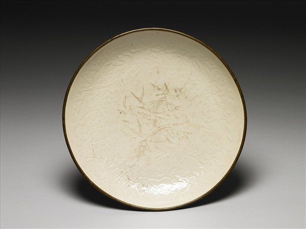 定窯 白瓷印花雙魚紋盤