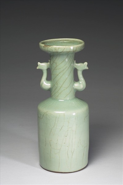 龍泉窯 青瓷鳳耳紙槌瓶