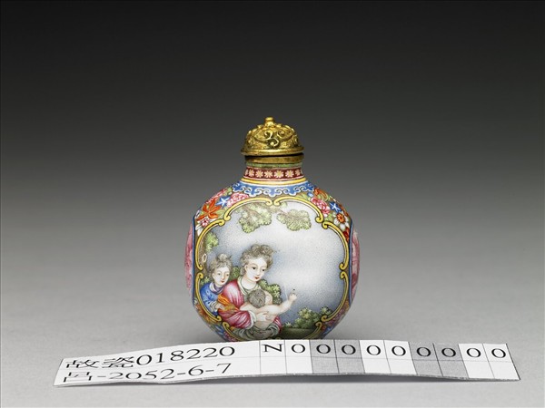 銅胎畫琺瑯西洋母子圖鼻煙壺
