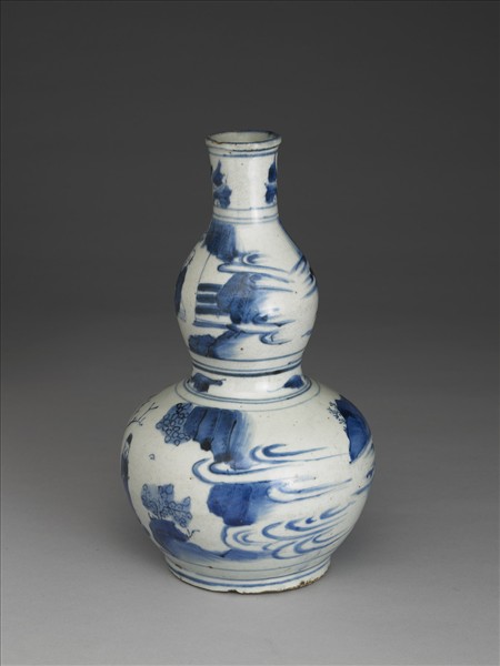 青花山水人物葫蘆瓶