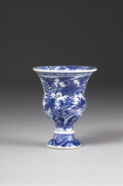 青花花鳥高足杯