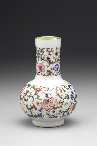 洋彩番花紋紙槌瓶