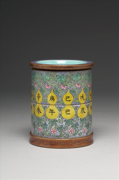 洋彩萬年甲子筆筒