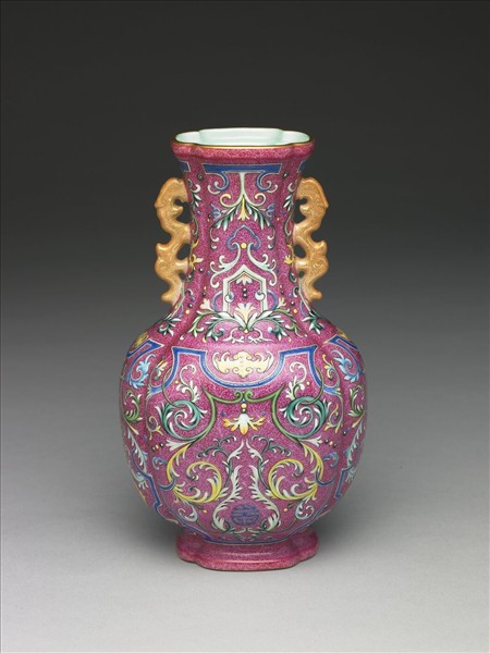 洋彩錦上添花海棠式瓶