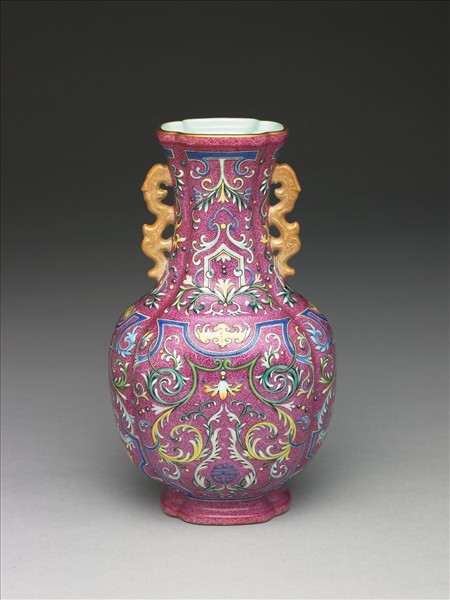 洋彩錦上添花海棠式瓶