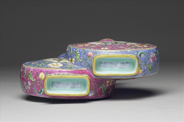 洋彩紅翠地錦上添花雙安天盤口雙圓瓶