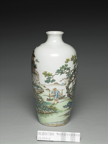 洋彩殿閣詩句圖梅瓶