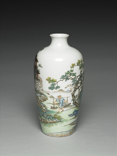 洋彩殿閣詩句圖梅瓶