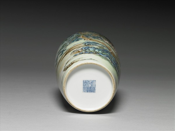 洋彩殿閣詩句圖梅瓶