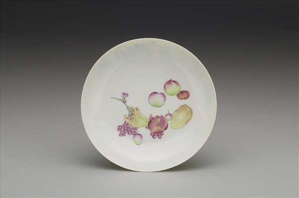 琺瑯彩黃錦地瓜果碟