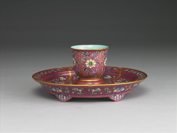 洋彩紅地錦上添花葵花式杯