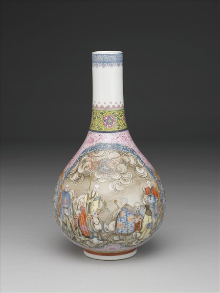 洋彩開光十八羅漢膽瓶