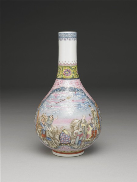 洋彩開光十八羅漢膽瓶