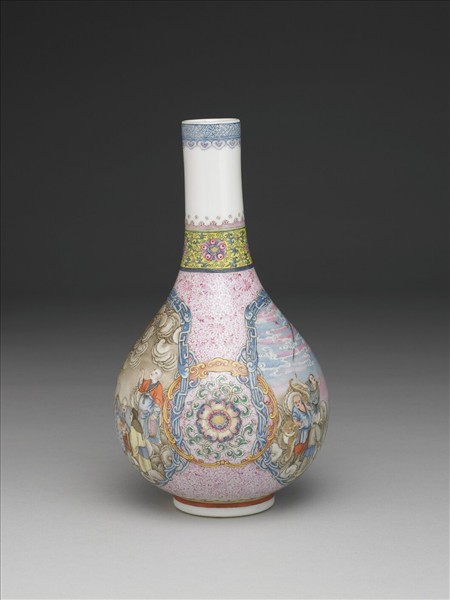 洋彩開光十八羅漢膽瓶