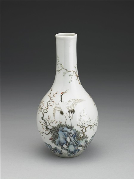 洋彩海鶴來朝膽瓶