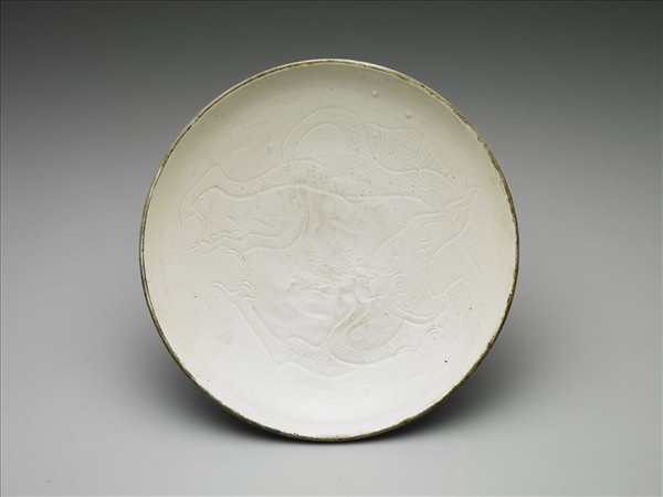 定窯 白瓷劃花龍紋大盤