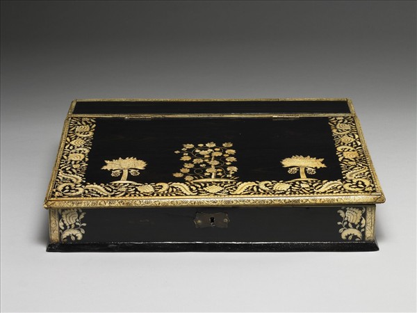 黑檀嵌牙骨文具盒