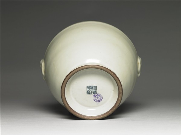 仿官釉如意雙環瓶