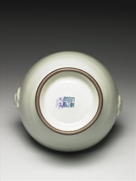 仿官釉如意雙環瓶