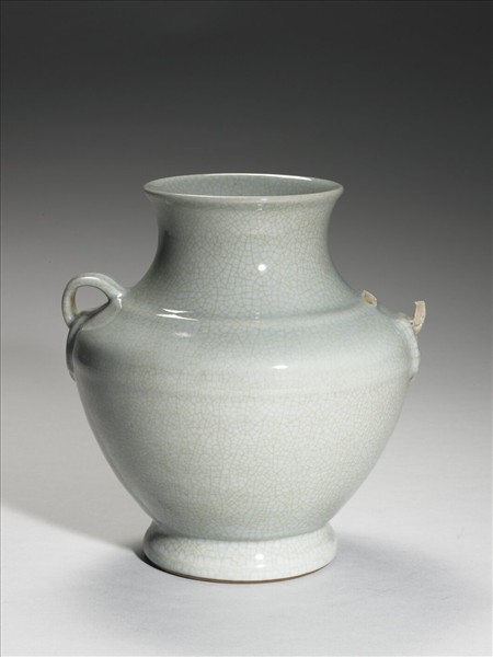 仿官釉如意雙環瓶