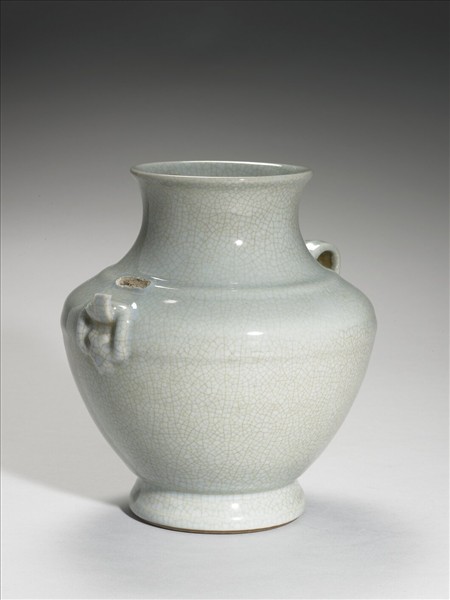 仿官釉如意雙環瓶