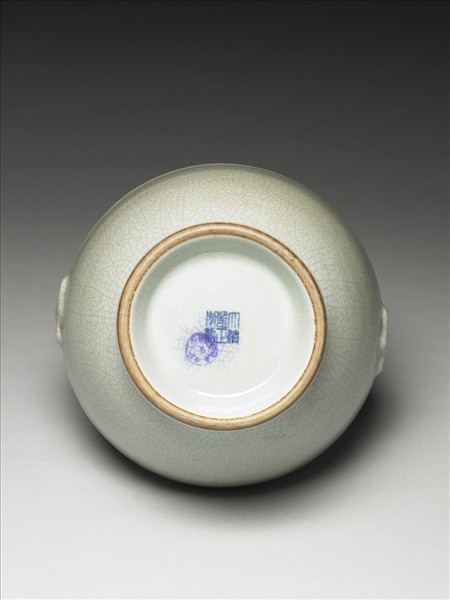 仿官釉如意雙環瓶