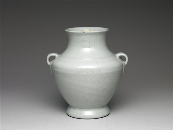 仿官釉如意雙環瓶