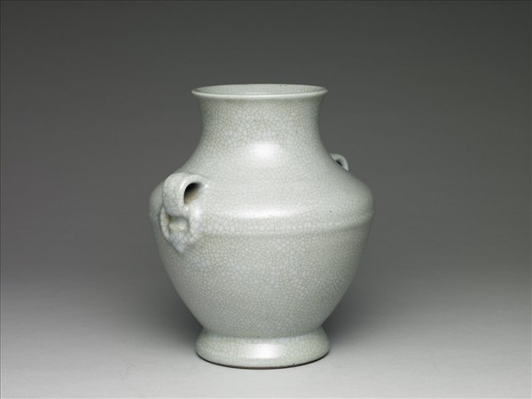 仿官釉如意雙環瓶