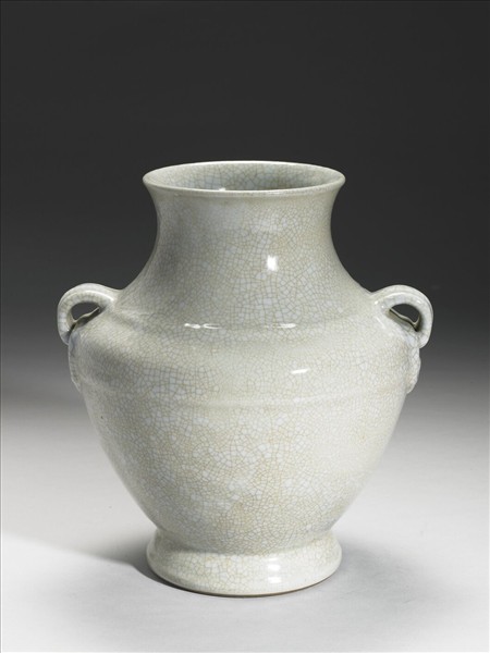 仿官釉如意雙環瓶