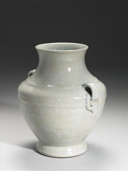 仿官釉如意雙環瓶