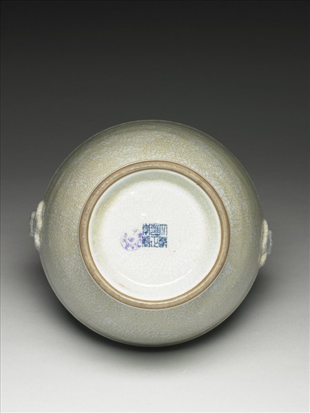 仿官釉如意雙環瓶