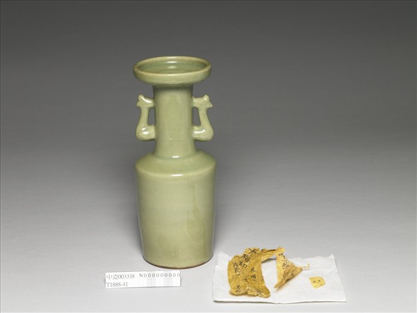 龍泉窯 青瓷鳳耳紙槌瓶