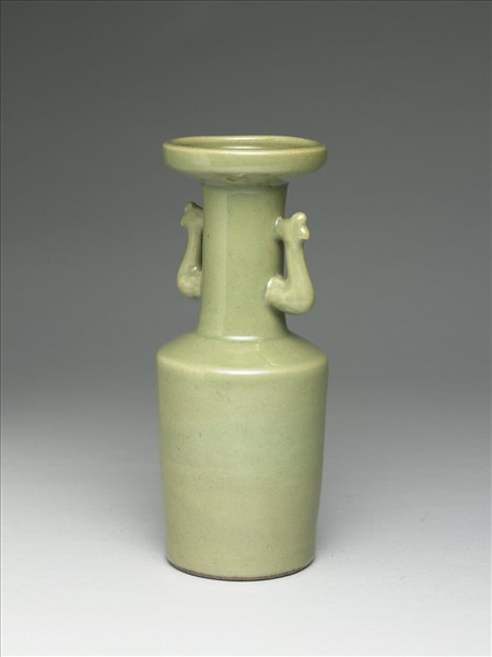 龍泉窯 青瓷鳳耳紙槌瓶